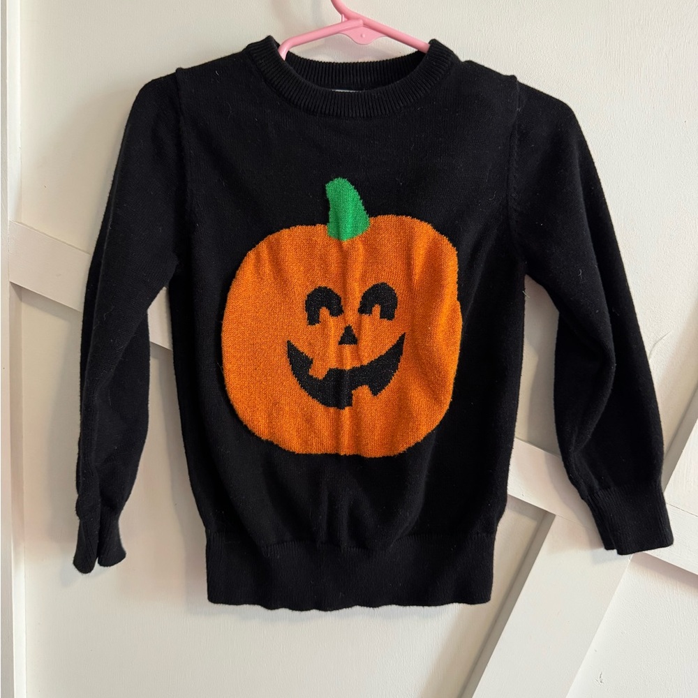 Black Pumpkin Intarsia Knit Sweater - Kids